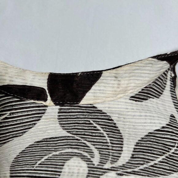 Max Mara Leaf Print Swing Dress Mini A-Line Retro Sleeveless Cotton Silk 4 Multi - Picture 11 of 11